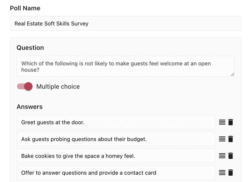 Use surveys and polls during your webinar to build rapport with guests and get them involved in the presentation. 