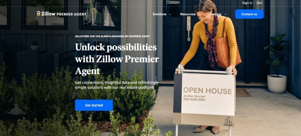 Zillow Premier Agent homepage