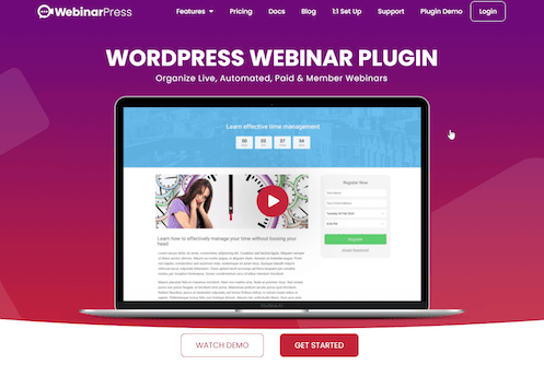 WebinarPress homepage 